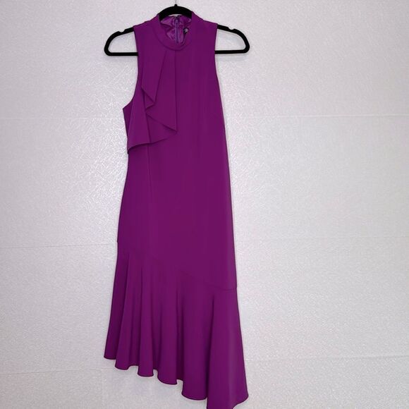 Parker Black Label Asymmetric Ruffle Dress 4 - Picture 2 of 5